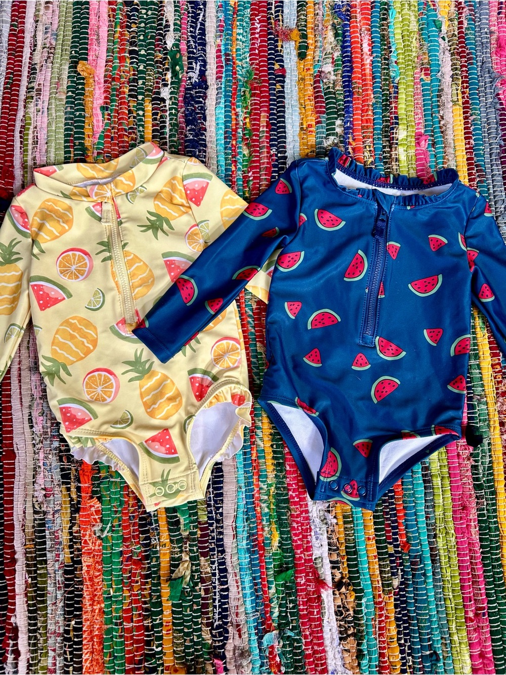 Carter’s Fruit Print Long-Sleeve Baby Swimsuits - Pineapple & Watermelon 9 MOS